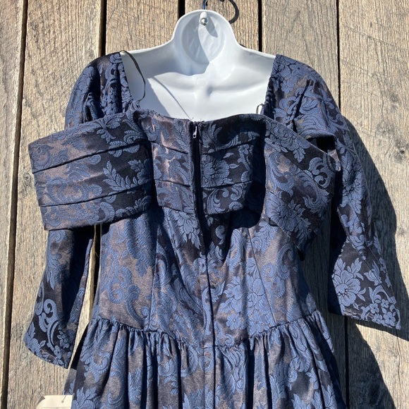 Vintage Jessica McClintock Blue Pattern Formal Dress - Picture 11 of 15